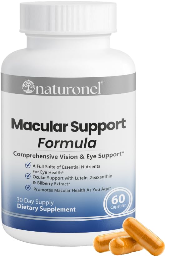 Naturonel Macular Support Formula – Vision & Eye Health with Lutein, Zeaxanthin, Bilberry, Eyebright & Antioxidants | Non-GMO, Made in USA, GMP Certified – 60 Capsules, 30 Day Supply (1) Naturonel buy australia supplements