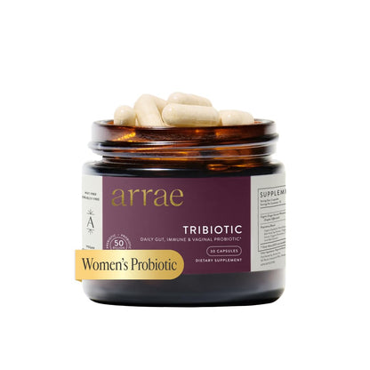 Arrae Tribiotic, Probiotics for Women, Support for Vaginal pH Balance, Gut, Immune, and Feminine Health, Prebiotics, Probiotics, Postbiotics, 60 Count