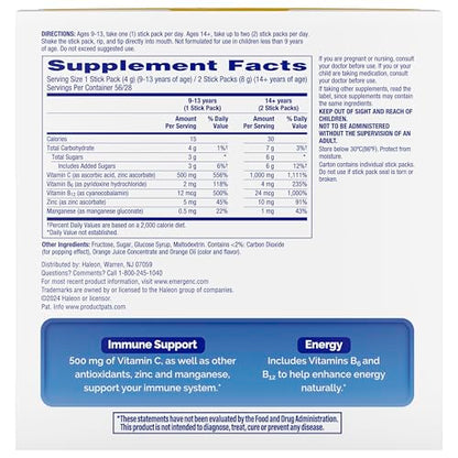 Emergen-C Crystals, On-the-Go Emergen-C Immune Support Supplement with Vitamin C, B Vitamins, Zinc and Manganese Emergen-C