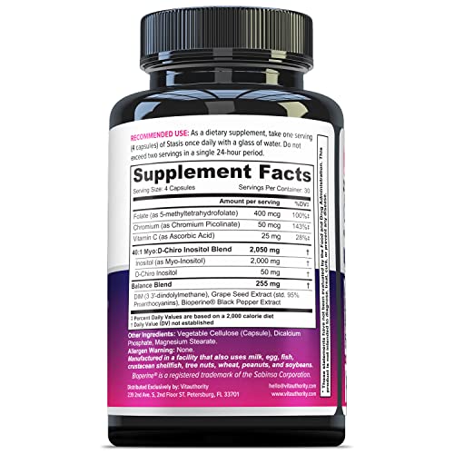 Myo-Inositol D-Chiro Women's Hormone Balance Supplement - 40:1 Myo-Inositol & D-ChiroInositol Blend with DIM for Hormone Balance for Women - Health Vitamins for Skin, Energy, & Cycle Support (1 Month) Vitauthority buy australia supplements