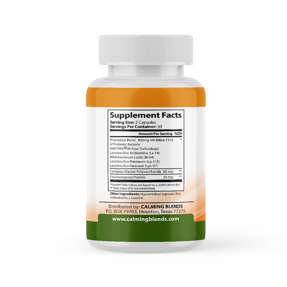 CALMING BLENDS Probiotic, 40 Billion CFU, Bi-Pass Delivery System for Maximum Effectiveness, Shelf Stable, 60 Vegetable Capsules CALMING BLENDS buy australia supplements
