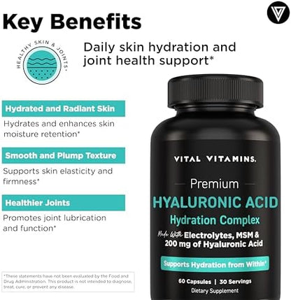 Vital Vitamins Hyaluronic Acid Complex 60 ct + Astaxanthin 60 ct Gsupps Australia