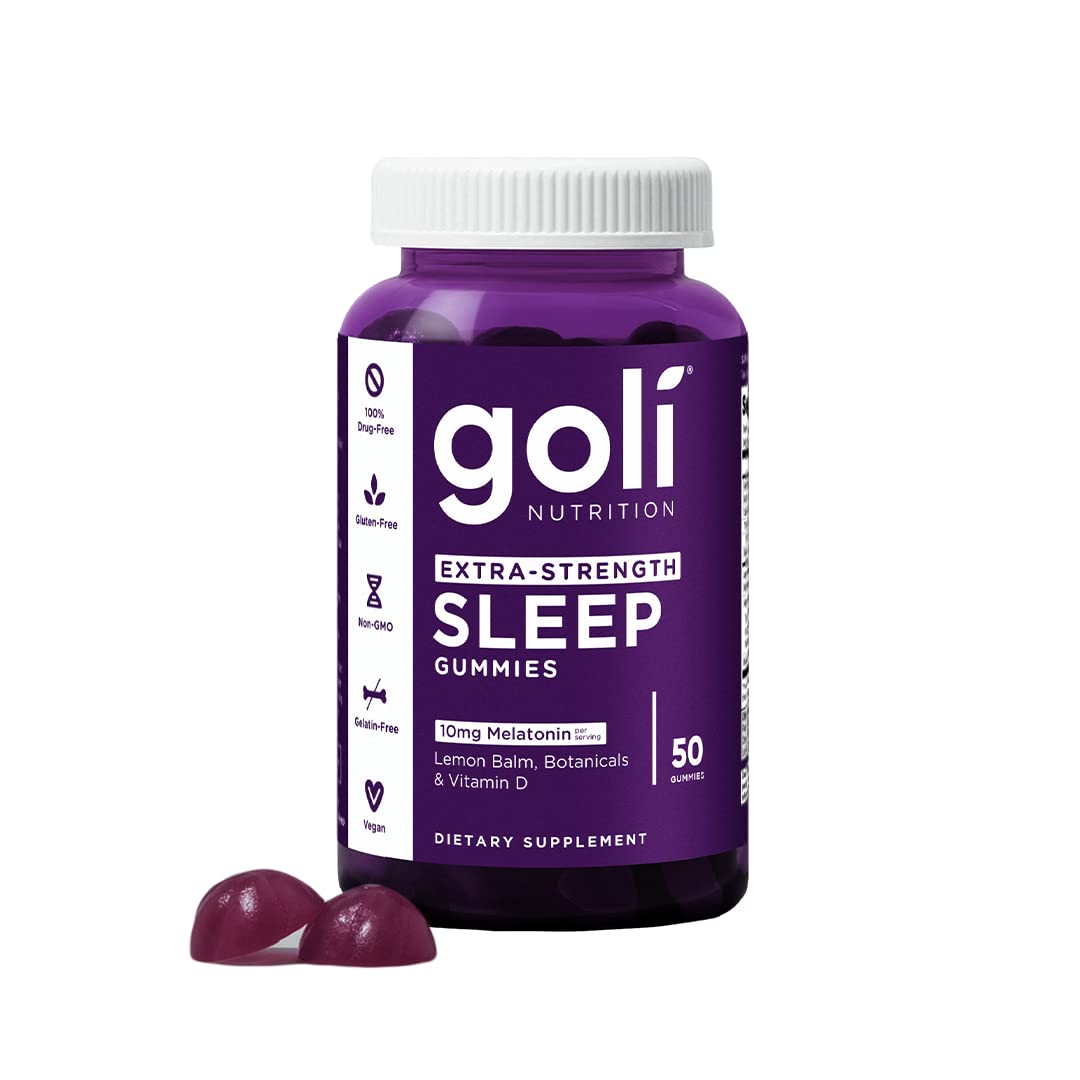 Goli Nutritional Supplement, Extra Strength Sleep Gummy 10mg Melatonin - 1 Pack 50 Count - Gluten-Free, Vegan, Non-GMO, and Gelatin-Free Goli
