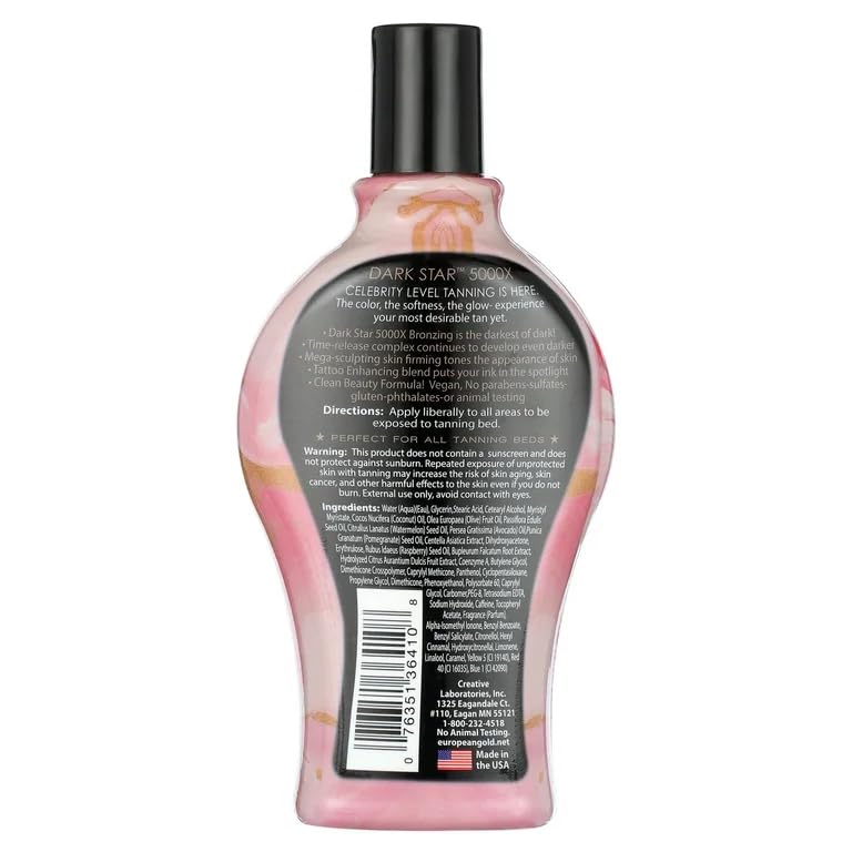 European Gold Dark Star 5000X Indoor Tanning Lotion for Tanning beds, 12 fl oz European Gold