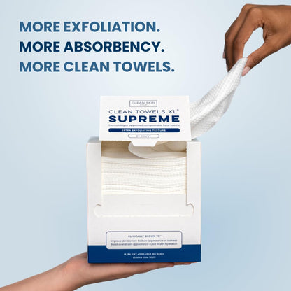 Clean Skin Club Clean Towels XL® Supreme, 100% USDA Biobased Face Towel, Disposable Face Towelette, Eczema Association Accepted, Thicker Textured Dry Wipes, Ultra Absorbent & Soft, 1 Pack, 50 Ct CLEAN SKIN CLUB