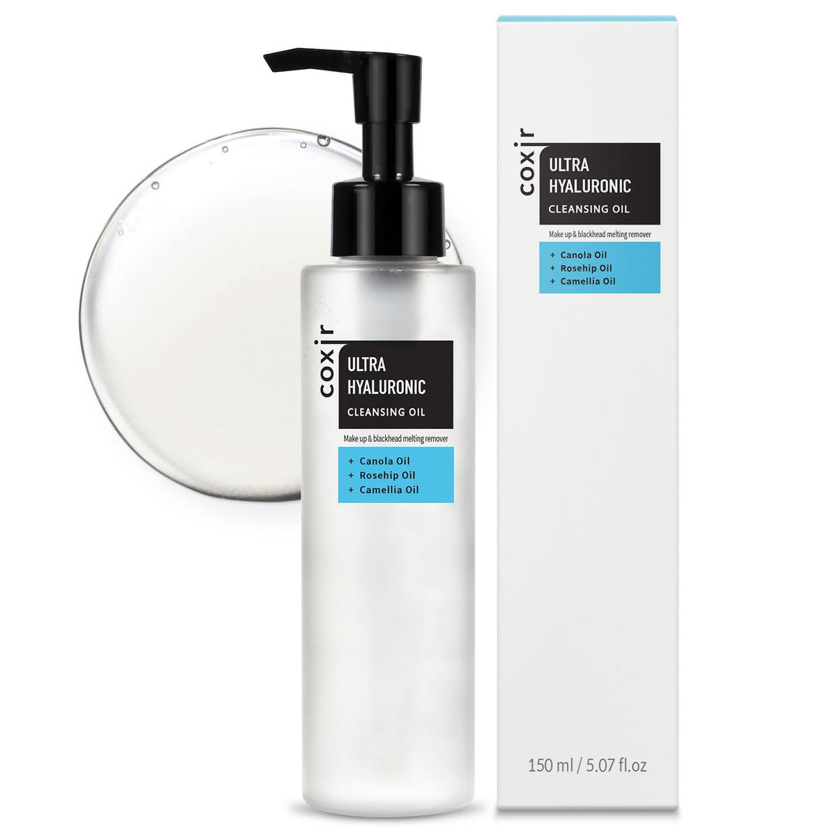 coxir Ultra Hyaluronic Cleansing Oil, Hydrating Makeup Remover, 5.07 fl.oz coxir