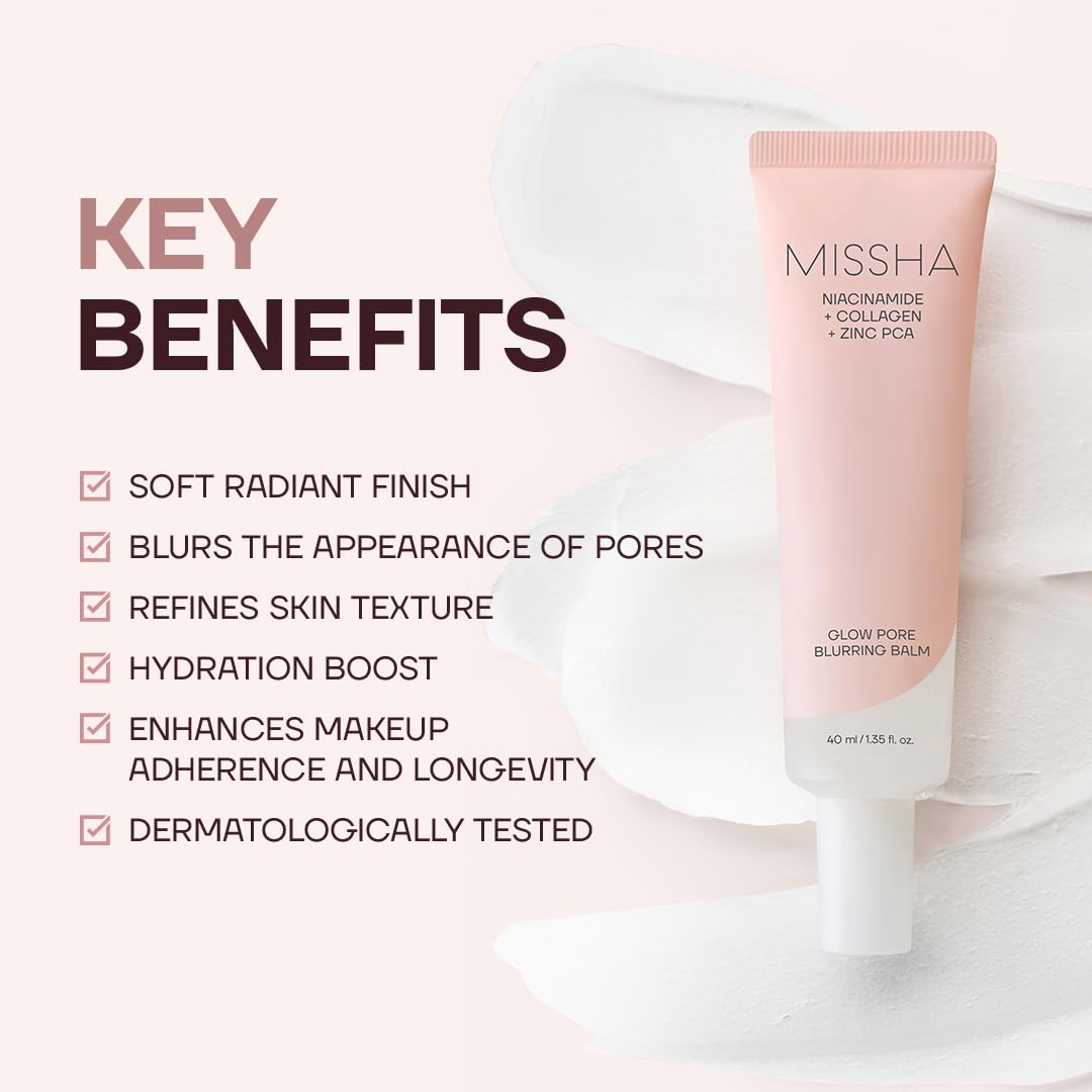 MISSHA Glow Pore Blurring Balm Primer for Face, Hydrating Base 1.35 oz MISSHA