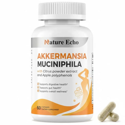 Nature Echo Supplement Support, Akkermansia Muciniphila Supplement for Cravings & Gut Health with Collagen, Inulin & Chromium - 60 Servings Capsules Nature Echo