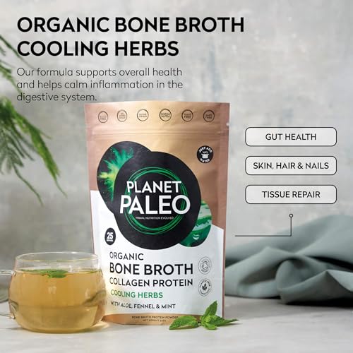 Planet Paleo Organic Bone Broth - Cooling Herbs (450g, 50 Servings) Organic, Grass Fed, High Protein Planet Paleo buy australia supplements