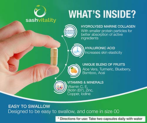 Marine Collagen Supplements - 90 Capsules with Vitamin C, Vitamin E, Hyaluronic Acid, Aloe Vera, Turmeric SASH Vitality buy australia supplements