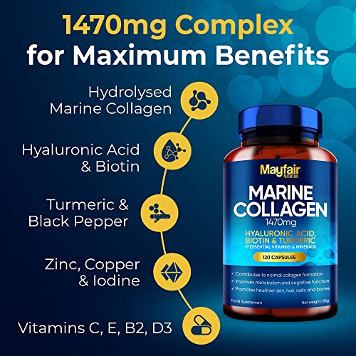 Mayfair Nutrition Marine Collagen 120 High Strength Capsules 1470mg Complex with Hyaluronic Acid Mayfair Nutrition buy australia supplements