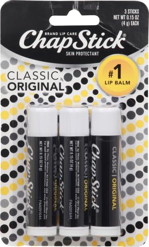 ChapStick Classic Original Lip Balm Tubes, Lip Care - 0.15 Oz (Pack of 3) ChapStick