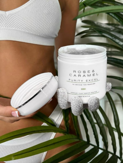 Rose & Caramel Purity Excel 60 Second Miracle Express Self Tan Remover & Exfoliating Tan Eraser Body Scrub 14.89 Fl Oz (440ml) Rose & Caramel