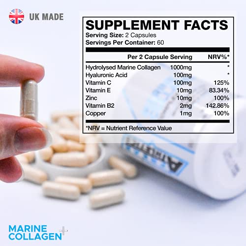 Marine Collagen 1000mg - Type 1 Hydrolysed Collagen - Enhanced with Hyaluronic Acid, Vitamin C Freak Athletics buy australia supplements