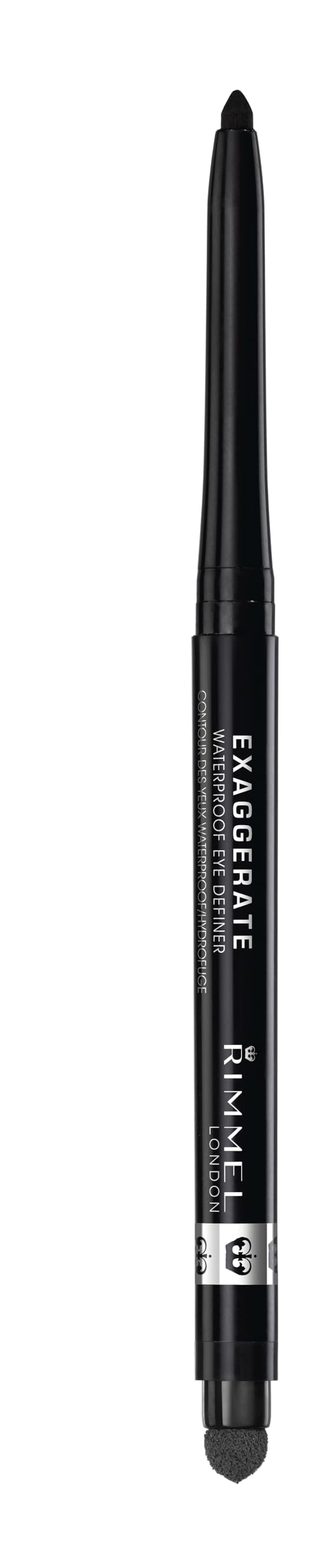 Rimmel London Exaggerate Waterproof Eye Definer Eyeliner, Highly Pigmented, Long-Wearing, Built-In Smudger, 262, Blackest Black, 0.01oz Rimmel