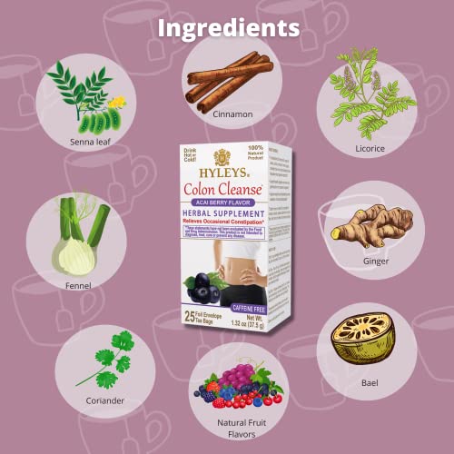 Hyleys Colon Cleanse Tea Acai Berry Flavor - 25 Tea Bags (12 Pack - 300 Tea Bags Total) HYLEYS buy australia supplements