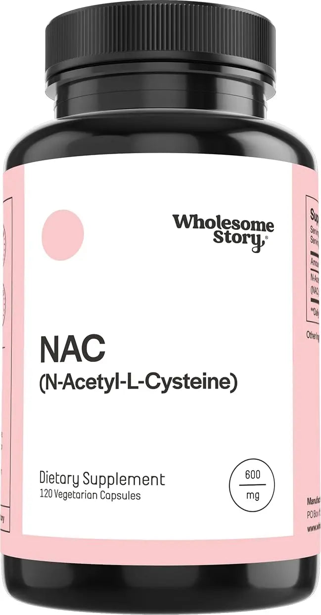 Wholesome Story NAC Supplement N Acetyl Cysteine 600 mg | Liver, Lung & Fertility Support | 120 Capsules | 120 Serving Supply Wholesome Story