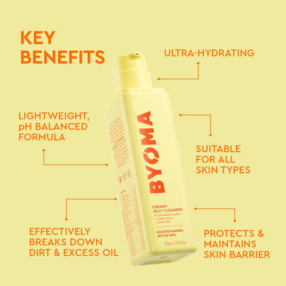 BYOMA Creamy Jelly Cleanser - Hydrating Facial Cleanser for Skin Barrier Repair -Tri-Ceramide Face Wash for Sensitive Skin & All Skin Types BYOMA