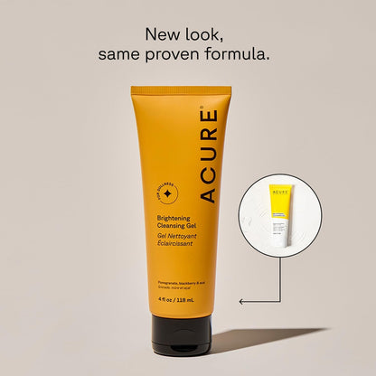 Acure Brightening Cleansing Gel - Vegan Facial Cleanser - 4 fl oz Acure