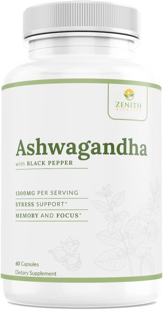 Zenith Vitality Ashwagandha 1300mg Capsules – Stress Relief & Cortisol Support, Immune & Energy Boost, Mental Clarity, Herbal Adaptogen Supplement – 60 Count Zenith Vitality buy australia supplements