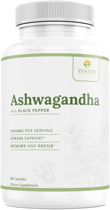 Zenith Vitality Ashwagandha 1300mg Capsules – Stress Relief & Cortisol Support, Immune & Energy Boost, Mental Clarity, Herbal Adaptogen Supplement – 60 Count Zenith Vitality buy australia supplements