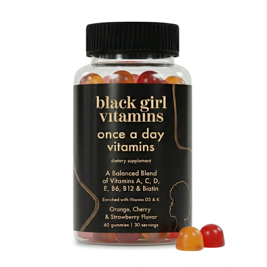 Black Girl Vitamins Once a Day - Womens Multivitamin Gummy - Vitamin A, B, C, E and Zinc. Multivitamin for Women, Immune Support. Vegan Black Girl Vitamins