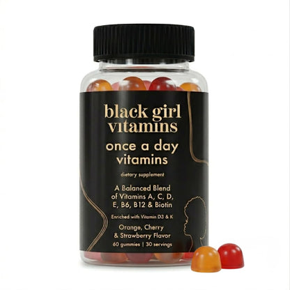 Black Girl Vitamins Once a Day - Womens Multivitamin Gummy - Vitamin A, B, C, E and Zinc. Multivitamin for Women, Immune Support. Vegan Black Girl Vitamins
