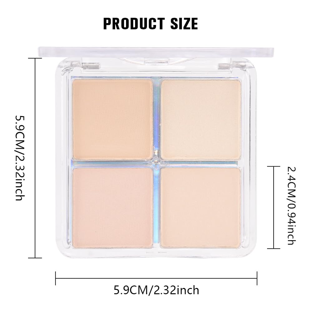 HHLTOH 4 Colors Vanilla Nude Eyeshadow Palette, Light Beige Pink Ivory White Quads, Matte & Shimmer Soft Blendable Eye Shadow, Natural Everyday Makeup for Mature Skin, Vegan, Sombras de Ojos HHLTOH