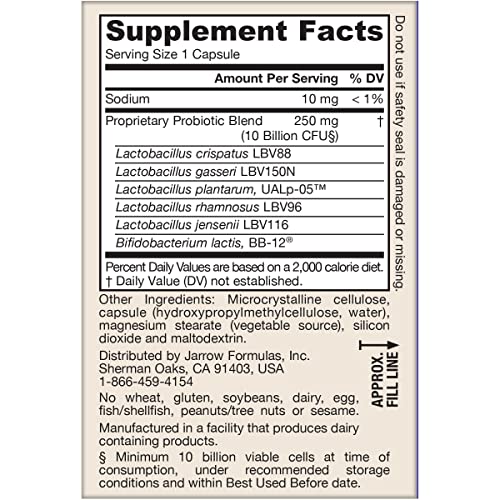 Jarrow Formulas Fem-Dophilus Advanced Vaginal & Digestive Probiotics 10 Billion CFU with 6 Science Backed Strains, for Vaginal, Urinary Tract Jarrow Formulas