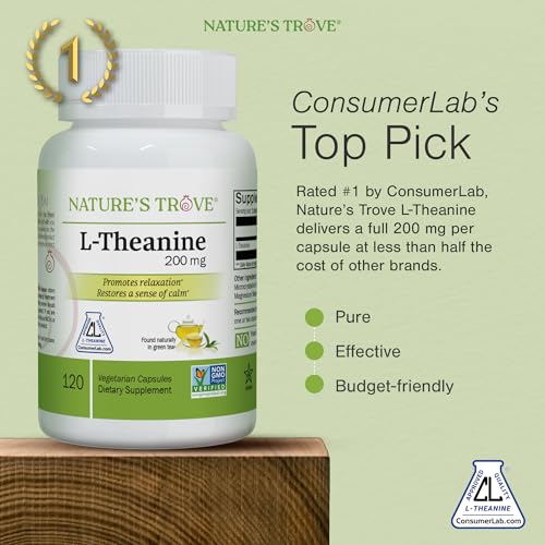 Nature's Trove L-Theanine 200mg 120 Vegetarian Capsules Nature's Trove