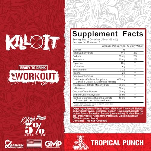 5% Nutrition Kill It Ready-to-Drink High Stim Pre Workout | 400mg Caffeine Energy Drink 5% Nutrition buy australia supplements