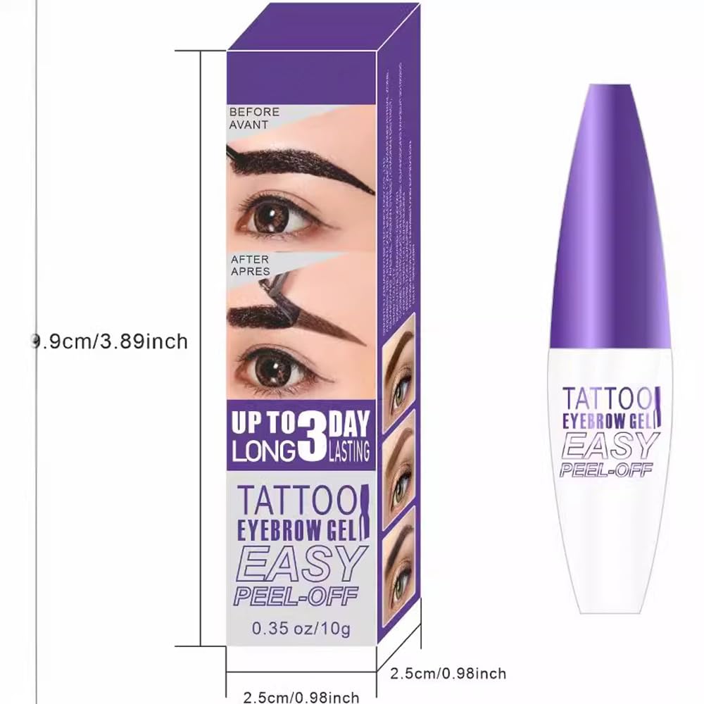 2Pcs Dark Brown Peel Off Brow Tint Gel - Waterproof & Sweatproof Tattoo Effect, Transfer-Resistant Multi-Day Wear, All Skin Types Mother’s Day Women's Day Gift Set GHFCZOO