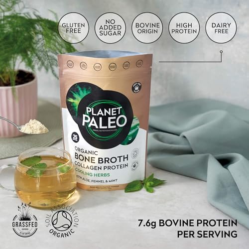 Planet Paleo Organic Bone Broth - Cooling Herbs (450g, 50 Servings) Organic, Grass Fed, High Protein Planet Paleo buy australia supplements