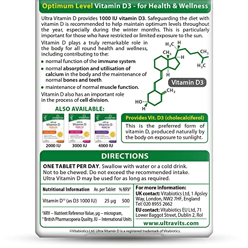 Vitabiotics Ultra Vitamin D Tablets 1000IU Optimum Level -96 count (Pack of 1) Vitabiotics Ultra buy australia supplements