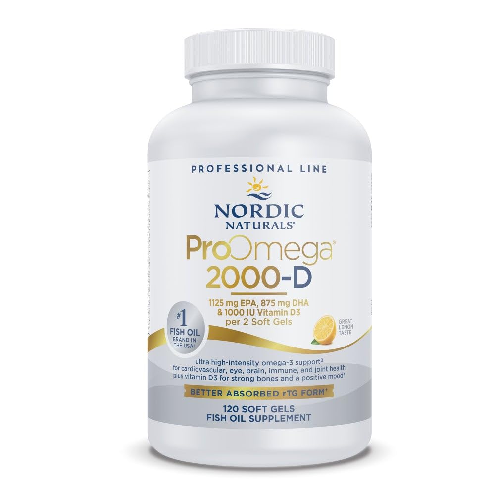 Nordic Naturals ProOmega 2000-D, Lemon Flavor - 120 Soft Gels - 2150 mg Omega-3 + 1000 IU D3 - Ultra High-Potency Fish Oil - EPA & DHA - Brain, Heart, & Immune Health - Non-GMO - 60 Servings Nordic Naturals buy australia supplements