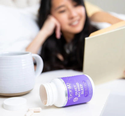 BRAINMD Quiet My Mind Sleep Supplement - Natural Sleep Aid with Magnesium, GABA, and Melatonin - 60 Capsules