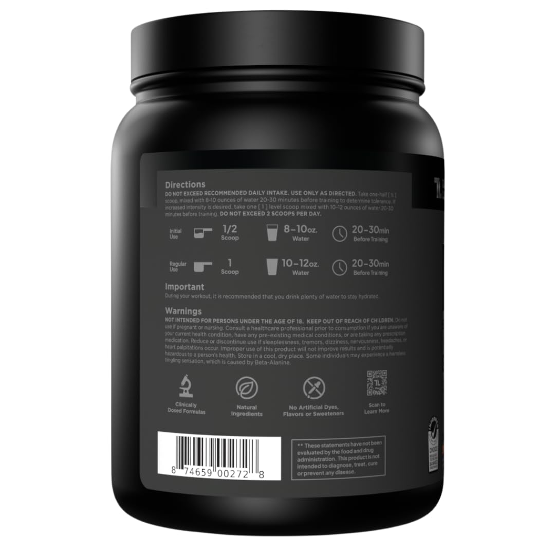 Transparent Labs Bulk Black Pre Workout - Clinically Dosed, Sugar Free Preworkout for Men and Women with Beta Alanine Powder, Citrulline Malate, & Caffeine - 30 Servings, Black Cherry