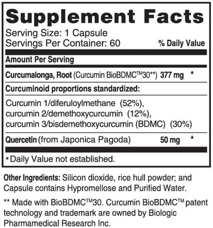 Advanced Bionutritionals Curcumitol-Q® – BioBDMC® Curcumin Supplement - Curcumin I, II & III with Quercetin