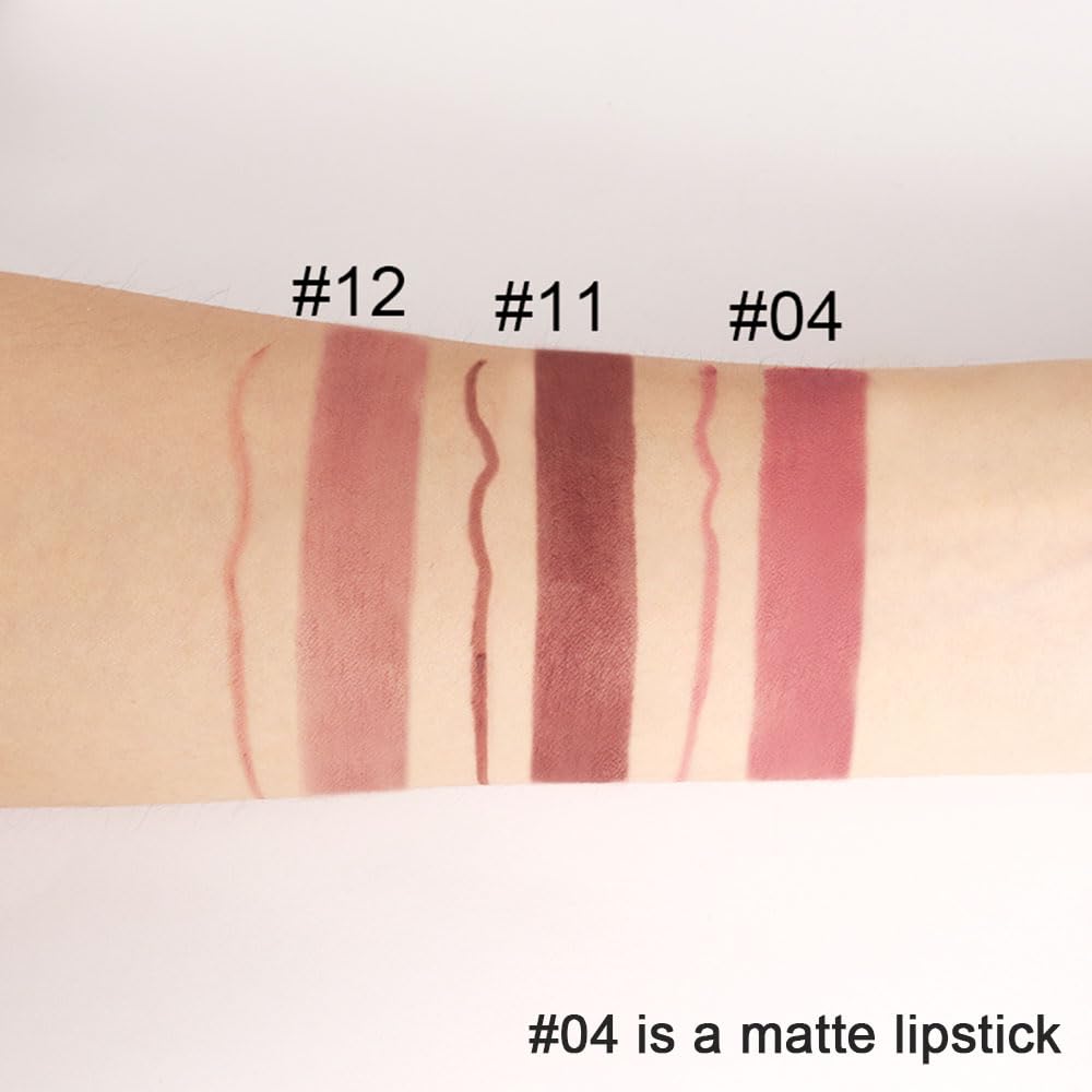 Kaely 2-in-1 Nude Brown Lip Liner & Lipstick Set Kit for Women, Matte Lips Kit with Lip Liner Lip Stains Long Lasting Waterproof 24 Hour Lipstick and Lip Liners Combo Lipliners Pencil Set 12 Kaely