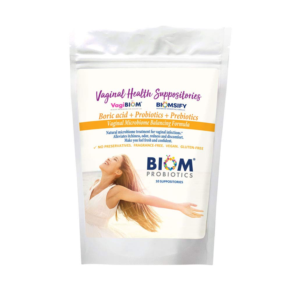 Biom Probiotics Prebiotics Boric acid Suppositories . Feminine Health Probiotic for Infections & pH Essentials VEGAN,PARABEN-FREE (10) Biom Probiotics buy australia supplements