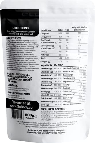 CollaSlim, Meal Replacement Shake with Added Collagen, Vitamins and Minerals, 800g, Balanced Meal Shake, Healthy Shake, Coffee Diet Shake. So Body Co buy australia supplements