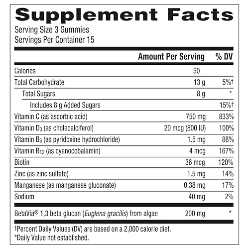 Emergen-C Immune+ Triple Action Immune Support Gummies, BetaVia (R), 1000mg Vitamin C, B Vitamins, Vitamin D and Antioxidants Emergen-C