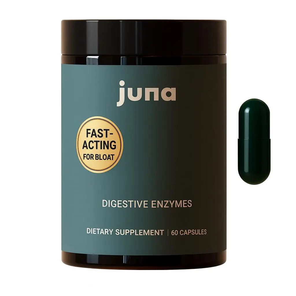 Juna Digestive Enzymes + Probiotic — 3-in-1 Daily Gut Support for Bloat Relief, Smooth Digestion & Microbiome Balance | 15 Enzymes, 5 Probiotics, 8 Botanicals | Vegan, 3rd-Party Tested | 60 Capsules Juna buy australia supplements