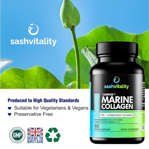 Marine Collagen Supplements - 90 Capsules with Vitamin C, Vitamin E, Hyaluronic Acid, Aloe Vera, Turmeric SASH Vitality buy australia supplements