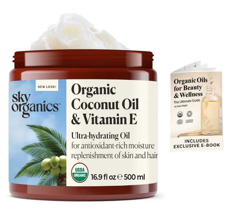 Sky Organics Organic Coconut Oil & Vitamin E 16.9oz - Ultra-Hydrating Oil Sky Organics
