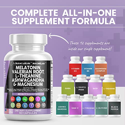 Melatonin 10mg Valerian Root 6000mg L Theanine 200mg Ashwagandha