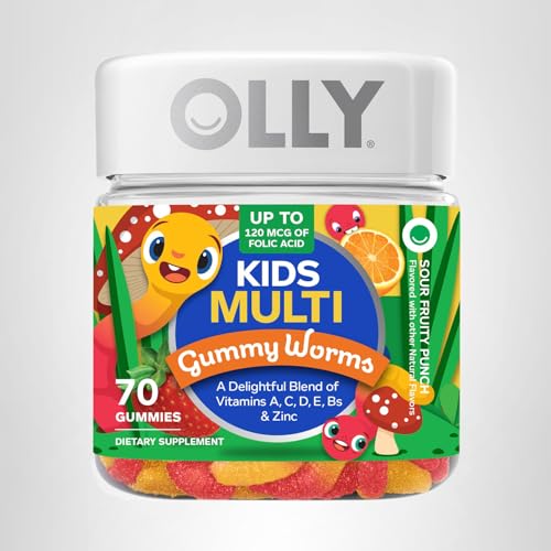 OLLY Kids Multivitamin Gummy Worms, Overall Health and Immune Support, Vitamins and Minerals A, C, D, E, Bs and Zinc, Chewable Supplement OLLY