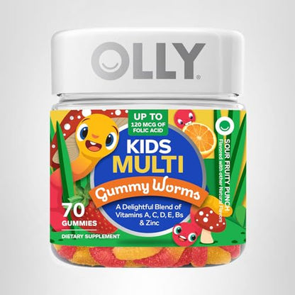 OLLY Kids Multivitamin Gummy Worms, Overall Health and Immune Support, Vitamins and Minerals A, C, D, E, Bs and Zinc, Chewable Supplement OLLY