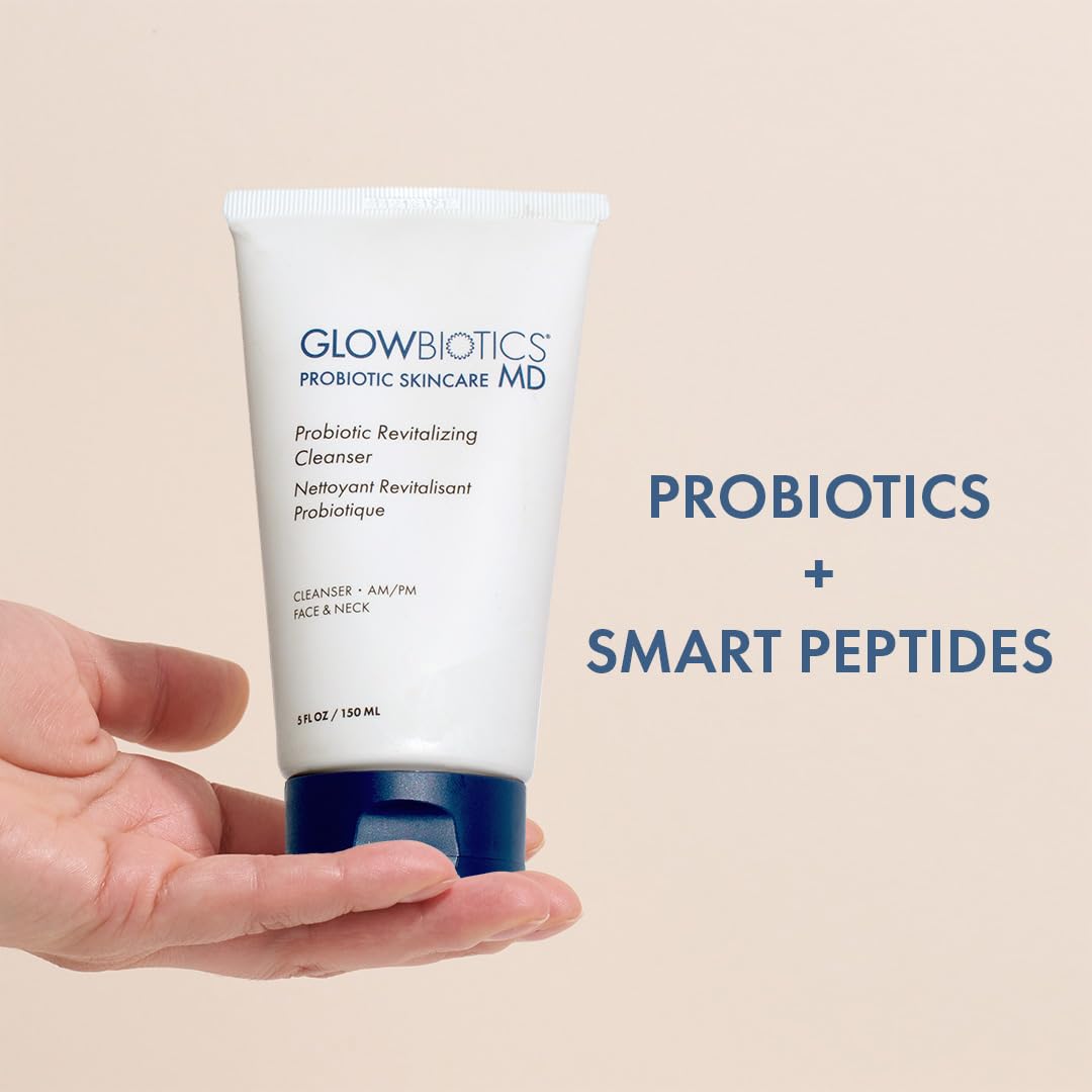 Glowbiotics Probiotic Revitalizing Cleanser - Anti-Aging Face Wash with Peptides - 5 oz - Hydrating Gel for Hormonal, Dry & Mature Skin Glowbiotics