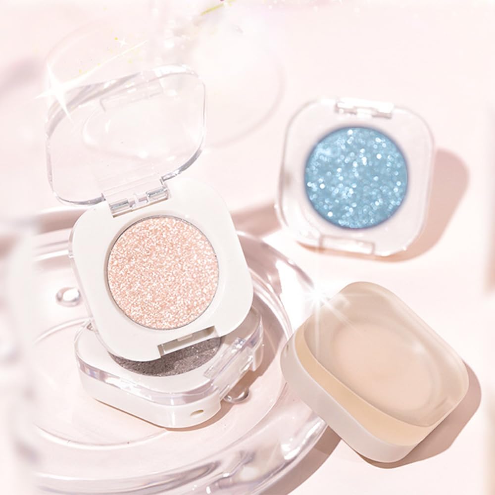 HHLTOH Champagne Shimmer Cream Eyeshadow, Light Gold Sheer Metallic Glow Glitter Eye Shadow for Mature Skin, Lightweight Blendable, Subtle Shimmer, Crease-Proof, Vegan & Cruelty-Free Sombras para Ojos HHLTOH